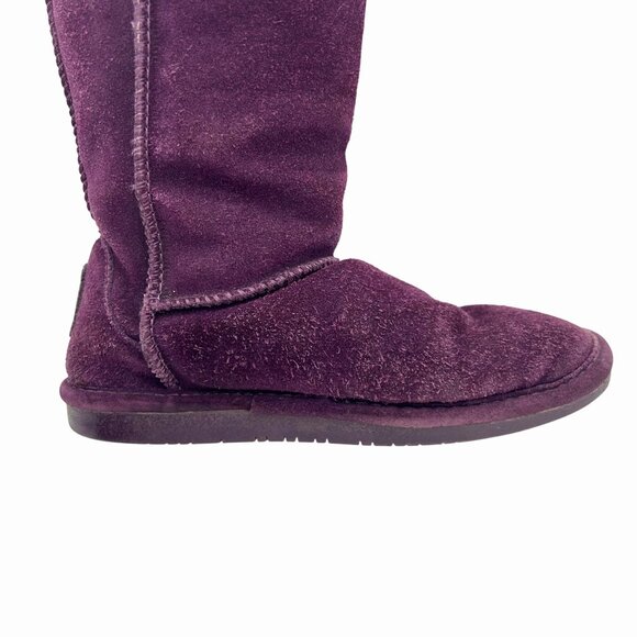 BEARPAW PURPLE SUEDE SHEEPSKIN WOOL MID CALF BOOTS - 7 SHEARLING - Picture 5 of 14